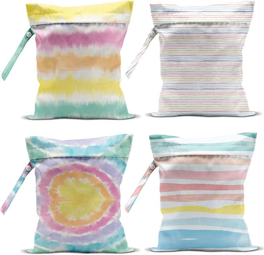 4 Pcs Wet Bag, Wet Dry Bag, Waterproof Bag, Beach Bag, Wet Bag for Pool, Beach, Swimsuit, Diapers, Makeup Bag, Cruise Ship Essentials, Accessories Travel Essentials for Women