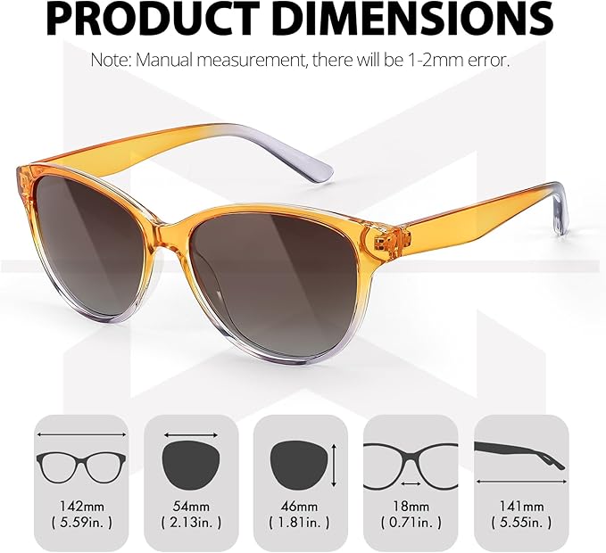 Myiaur Polarized Sunglasses for Women, Trendy Cat Eye Sun Glasses UV400 Protection Classic Retro Shade 2 Pack