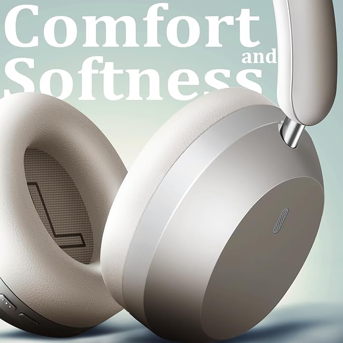 Wentronic Y04 Bluetooth Headphones Active Noise Cancelling Wireless Over Ear Headphones 48 Hours Playtime High Sound Quality Foldable Headphones with Soft Ear Cushion for Travel - Starlight