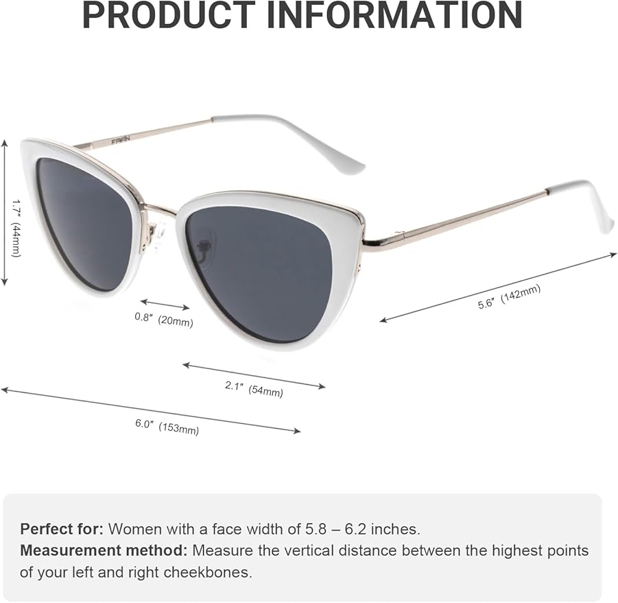 FAA'N Retro Big Frame Cat Eye Polarized Sunglasses Women with Spring Hinge