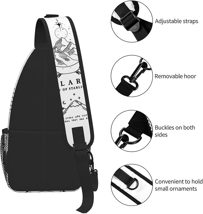 Velaris City Of Starlight Bookish Fantasy Crossbody Bag Trendy Sling Bag Bakpack Casual Chest Bags Daypack For Hiking Walking Travel Running(1)