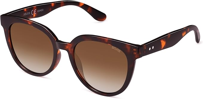 SOJOS Trendy Cat Eye Round Polarized Sunglasses for Women Fashion UV Protection Sunnies Sunglasses SJ2175