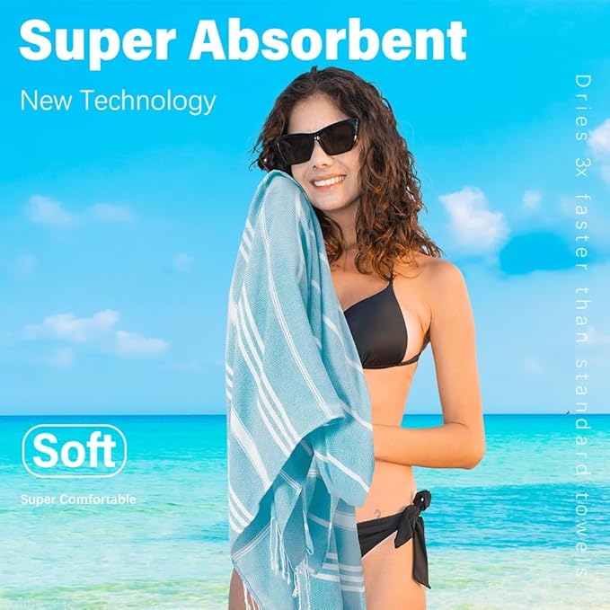 Thin Turkish Beach Towel Lightweight Quick Dry Absorbent Cotton Bathroom Bath Pool Swim Towels Extra Large Oversized Sand Free Beach Accessories Essentials Cloud Gifts for Adult