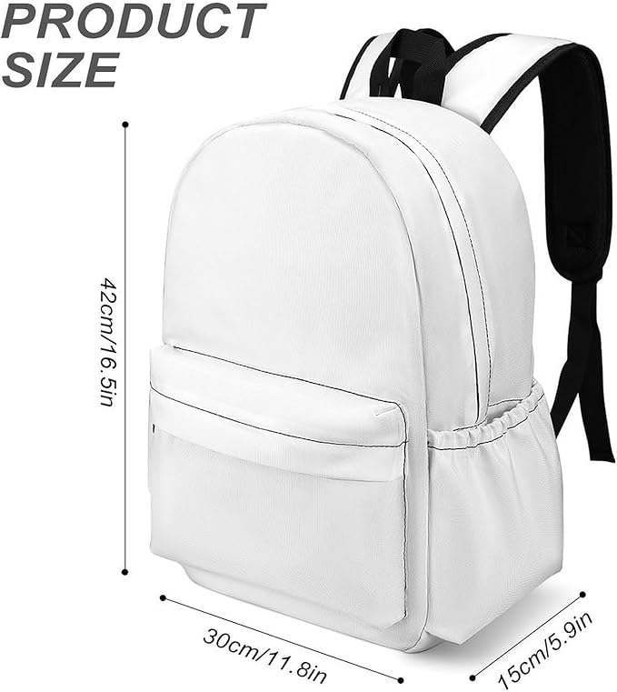 White Backpack Adult Travel Daybag for Women Men College Backpack for Vacation Hiking Camping Bag