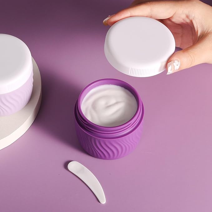 Travel Containers for Toiletries, Silicone Cream Jars BPA-Free, TSA Approved 3oz Travel Size Containers, Leak-proof Portable Size Silicone Jars with Lid for Face Hand Body Cream (4 Pack)