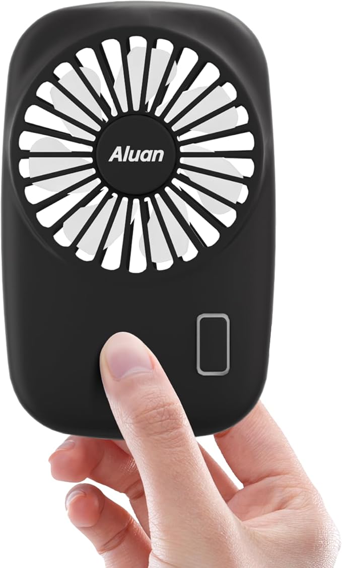 Aluan Handheld Mini Fan Powerful Small Personal Portable Speed Adjustable USB Rechargeable Eyelash Fan for Kids Girls Boys Woman Man Home Office Outdoor Travel, Black
