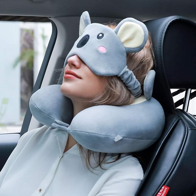 Umerci Travel Pillow, Memory Foam Neck Pillow with 360-Degree Head Support Comfortable Airplane Pillow with Storage Bag Lightweight Traveling Pillow for Sleeping, Car, Train, Bus and Home Use (Koala)