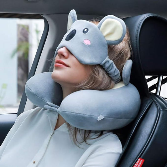 Umerci Travel Pillow, Memory Foam Neck Pillow with 360-Degree Head Support Comfortable Airplane Pillow with Storage Bag Lightweight Traveling Pillow for Sleeping, Car, Train, Bus and Home Use (Koala)
