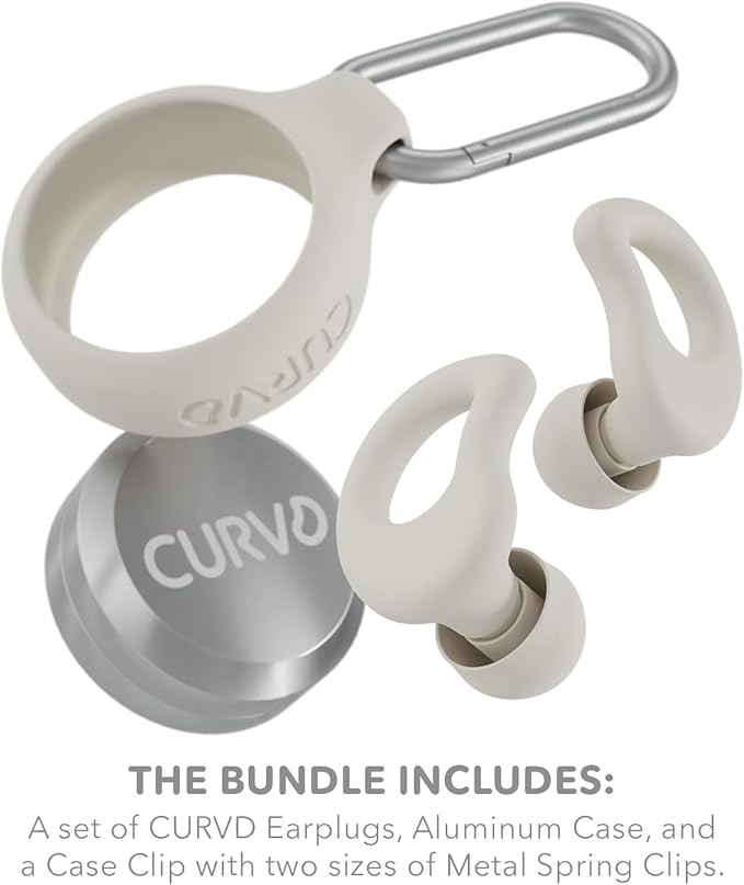 CURVD Everyday Earplugs + Case Clip Bundle, The Perfect earplug for Sleep, Travel, Noise Sensitivity/canceling + Case Clip Package Portable Waterproof Container & Silicone Sleeve for Ear Plugs(Honey)