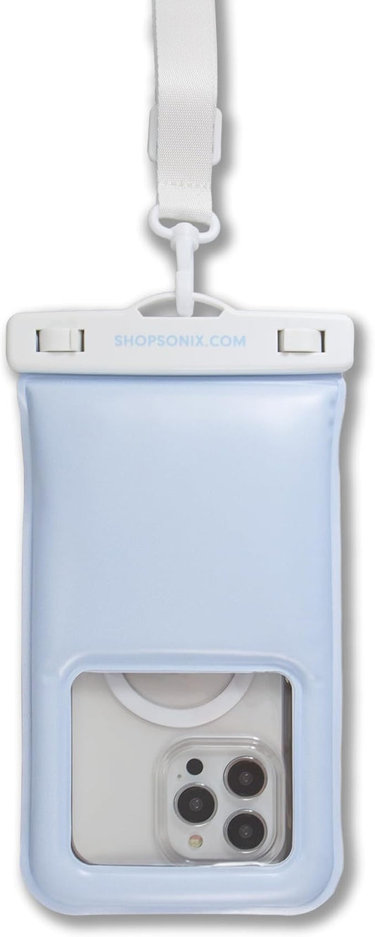 Sonix Waterproof Phone Pouch - Floating Phone Case Dry Bag w/Crossbody Lanyard - Beach Cruise Travel Essentials - Compatible w/All Devices, Touchscreen Friendly | Jelly Blue