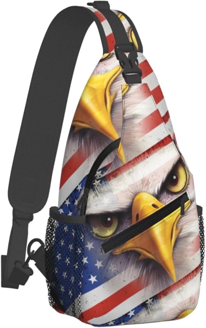 American Flag Sling Bag Multipurpose Crossbody Sling Backpack Travel Cycling Hiking Shoulder Bag For Women Men