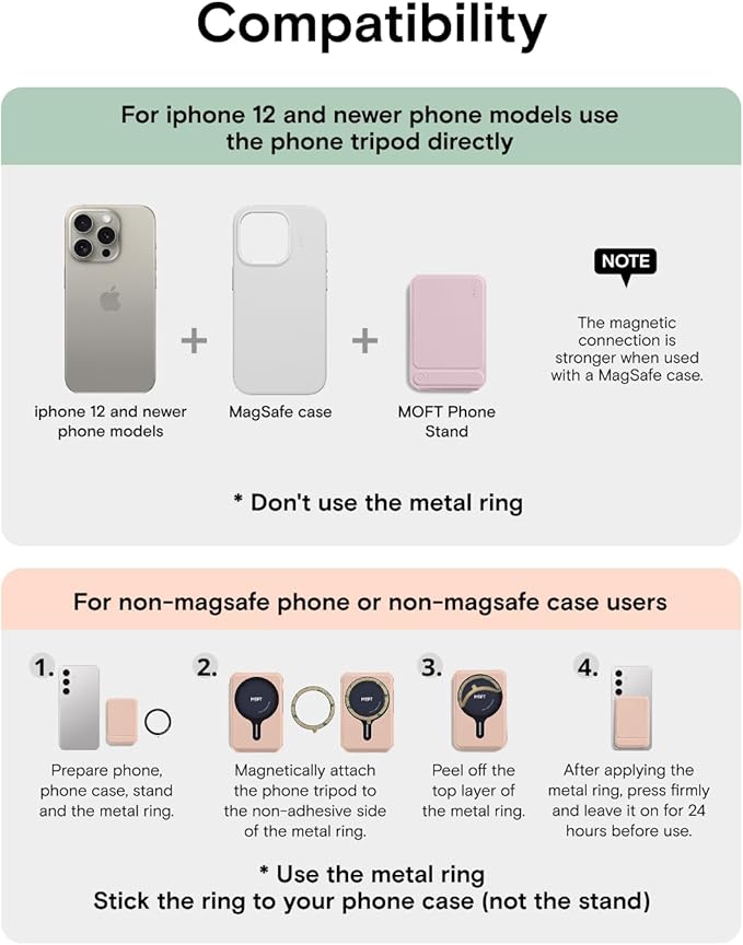 MOFT Phone Tripod Wallet for iPhone, Mulit-Angles, Lightweight & Portable Phone Stand, MOVAS Vegan Leather Magnetic Wallet, Strong Magnets, NFC Card Holder,Travel Essential, Blush (with Card Slot)