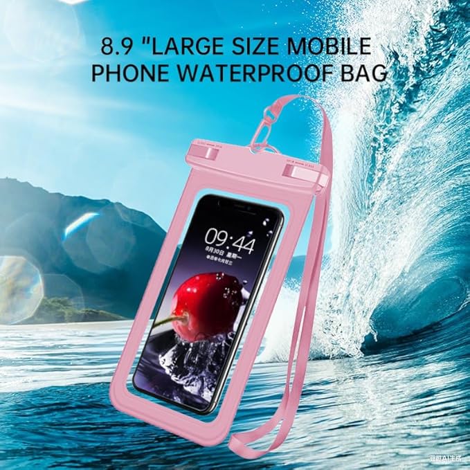 [Up to 8.9" 2 Pack Waterproof Phone Pouch Case,Waterproof Phone Bag for iPhone 17 16 15 14 13 Pro Max Plus Galaxy S25 S24 Ultar Plus+,IPX8 Cellphone Dry Bag Beach Travel Essentials-Pink