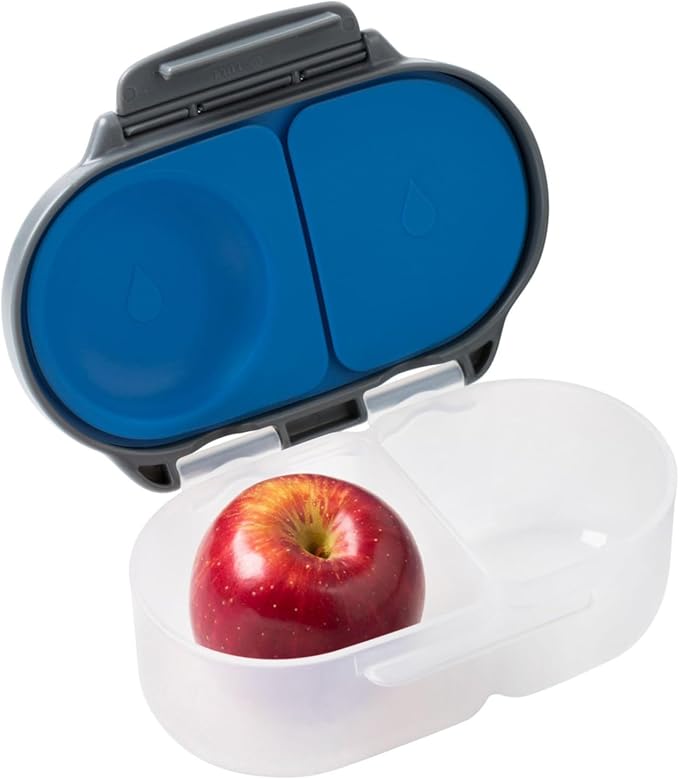 b.box Snack Box - Leakproof Mini Bento Box for Kids & Toddlers, 2 Compartment Snack Containers for Kids, Lunch Containers, Dishwasher Safe, BPA Free, PFAS Free, Ages 4m+, 1 3/4 Cup - Blue Slate