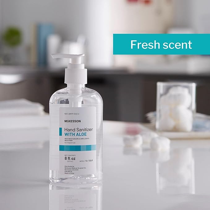 McKesson Hand Sanitizer Pump with Aloe, 8 oz [Pack of 24] Bulk, 62% Ethyl Alcohol