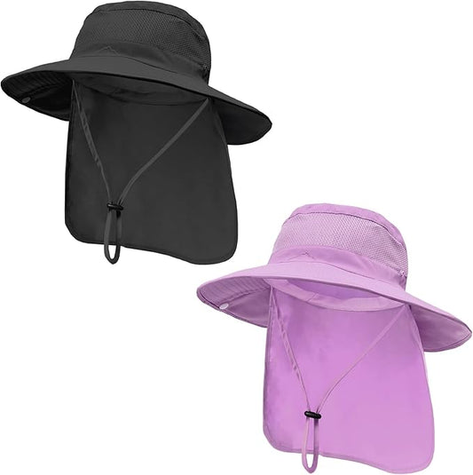 ZOORON Sun Hats for Men Women Fishing Hat with Neck Flap,UPF 50+ Sun Hat Waterproof Wide Brim Bucket Hats for Safari Hiking