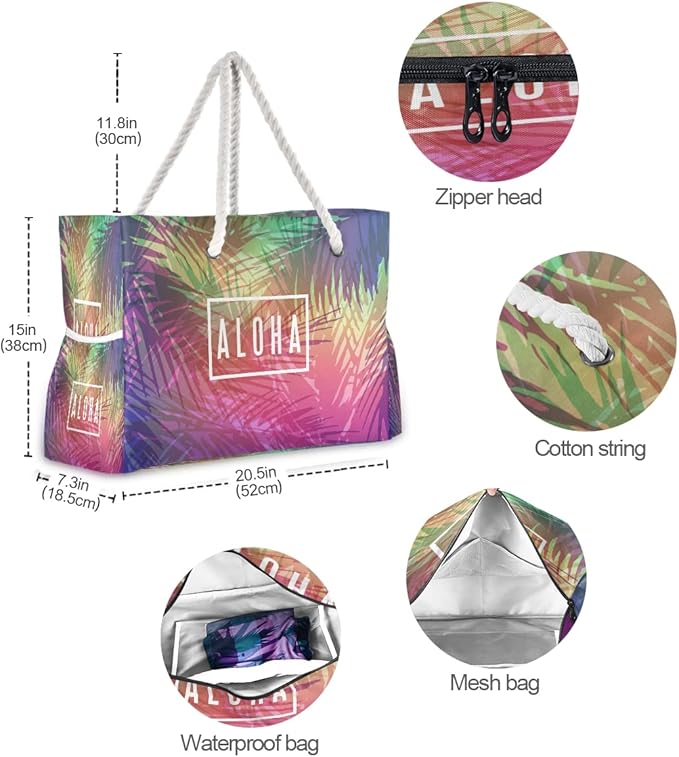 senya Large Beach Shoulder Bags Canvas Tote Water Resistant for Gym Travel Daily