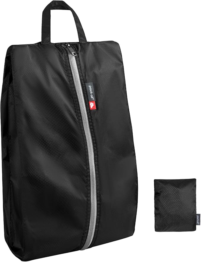 pack all Foldable Shoe Bag for Travel, Water-Resistant Ultralight Shoe Pouch for Gym, Odor-Resistant Soccer Cleats Bag for Sport (Dual Pocket Version)