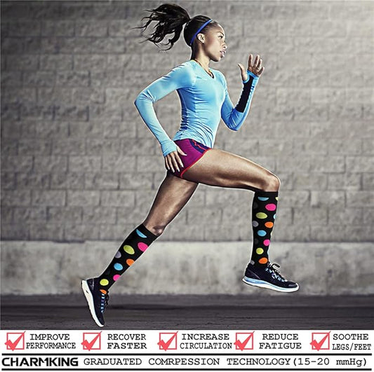 CHARMKING Compression Socks for Women & Men Circulation (8 Pairs) 15-20 mmHg is Best Support for Athletic Running,Cycling