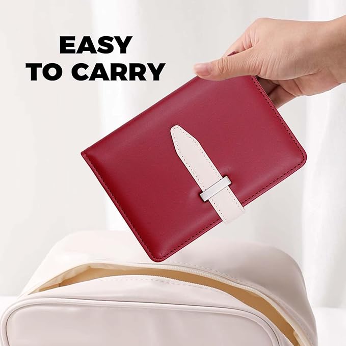 Passport Holder with Airtag for Women/Men,Airtag Passport Wallet for Travel,Cute Passport Holder Rfid Blocking,Travel Wallet for Cards Passport Cover Case (Wine red)