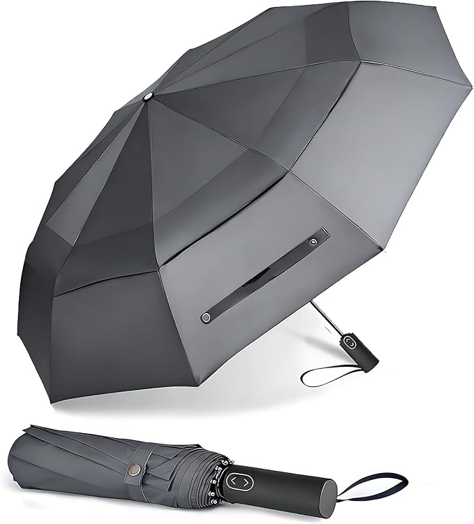 MRTLLOA 49/54/62 Inch Large Folding Golf Umbrella, Oversize Double Canopy Vented 10 Ribs Windproof Compact Travel Umbrellas for Rain
