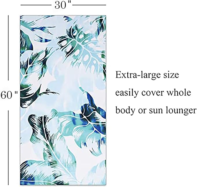 Genovega 2 Packs Lightweight Beach Towel, 60 x 30 in Clearance Pool Swim Bath Yoga Travel Soft Towels Blanket Bulk for Adult Women Men Camping Cruise Lounge Chair Cover Gift Palm Flamingo