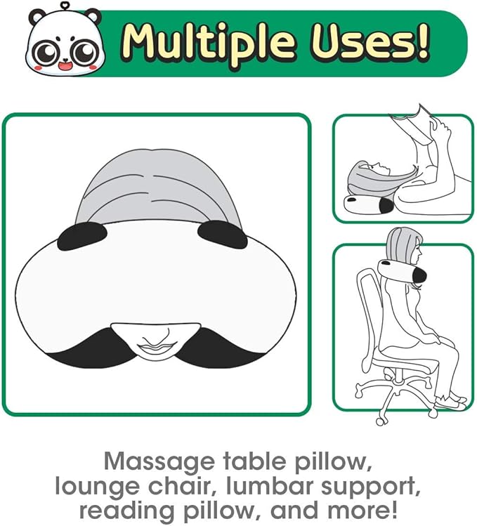 H HOMEWINS Travel Pillow for Kids,Cute Animal Neck Pillow for Boys Girls,Soft Neck Head Chin Support Pillow,Travel Accessories for Airplane, Car, Train,Recline (Big Eyes Panda)