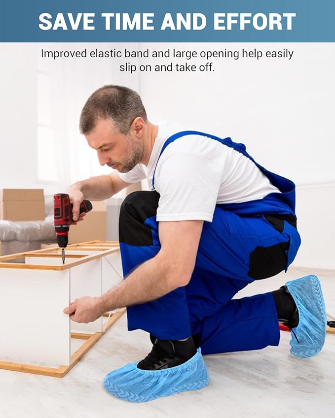 100 Count Shoe Covers Disposable Non-Slip, Premium Cloth Boot Covers, Slip-resistant, Durable, Breathable, Non-toxic, Recyclable