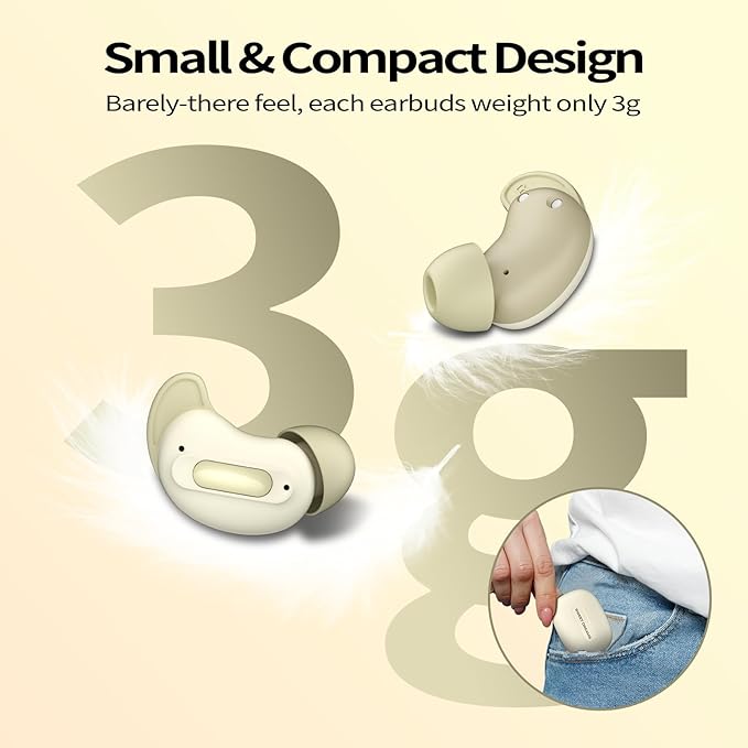 Sleep Earbuds, Mini ANC Wireless Earbuds Bluetooth 5.4 Headphones Deep Bass Stereo, 48H Playtime Ear Buds, 4 ENC Noise Cancelling Mic, In Ear IP7 Waterproof Earphones for Side Sleepers,Touch Control