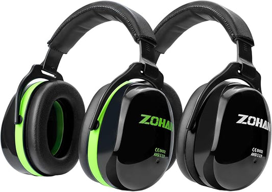 ZOHAN 012 Noise Reduction Earmuffs 2 Packs for Hearing Protection, NRR 28dB Adjustable Safety Ear Muffs for Mowing, Autism