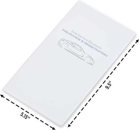 Andalus Auto Registration & Insurance Card Holder Pack of 2, Waterproof Essential Car Registration Holder with Hook & Velcro Closure, Perfect for Every Vehicles Glove Boxes (White - 9.5" x 5.15")