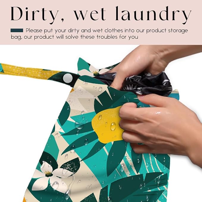 3 Pcs Wet Bag, Wet Dry Bag, Waterproof Aloha Bags, Small Laundry Bags, for Swimsuit, Pool, Travel, Beach, Diapers, Makeup Cruise Ship Essentials, Leaves Decor Travel for Women
