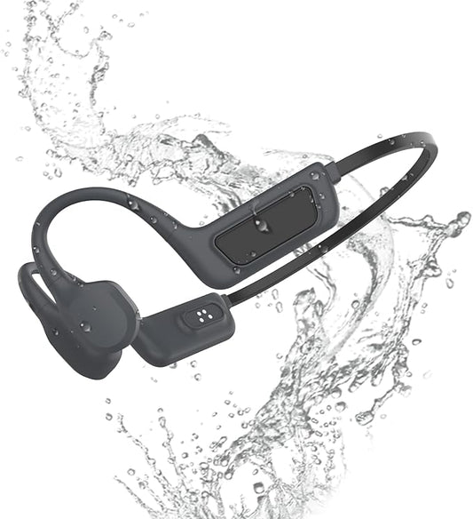 Bone Conduction Headphones-SurfAudio, IP68 Waterproof Swimming Headphones . Bluetooth 5.4, Wireless Open Ear Headphones with Mic, 32GB MP3, Up to 15 Hrs Playtime, Running and Fitness Workout (black)