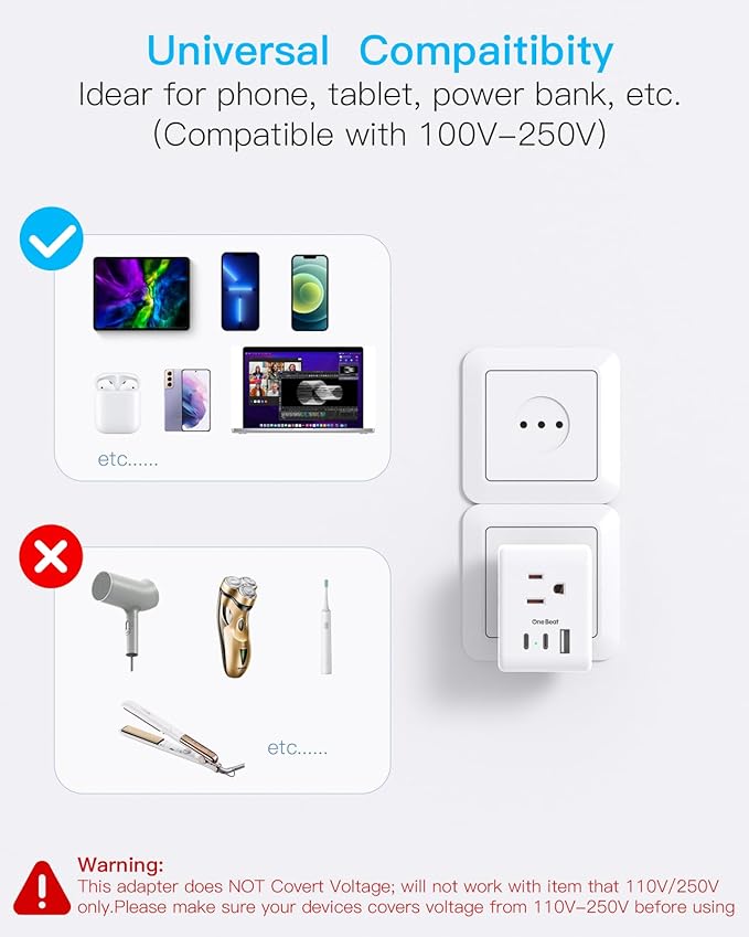 2 Pack Italy Travel Plug Adapter, Type L Italy Power Adapter with 3 Outlets 3 USB Ports(2 USB C), 6 in 1 Travel Outlet Adaptor, 3 Prong Grounded Plug for USA to Italy Chile Uruguay Italian