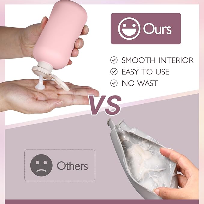 ASEVAT 10 oz Plastic Leak Proof Travel Bottles for Toiletries, Plastic Travel Size Containers, Shampoo and Conditioner Bottles Refillable Squeeze Bottle for Lotion, Body Wash (3Pcs)