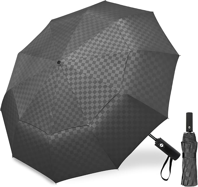 Satol 46/54/62 Inch Large Golf Umbrella, Windproof 10 Ribs Automatic Open/Close Oversize Double Canopy Vented Portable Folding Travel Umbrellas, UPF 50+ Sun & Rain Compact Umbrellas for Outdoor