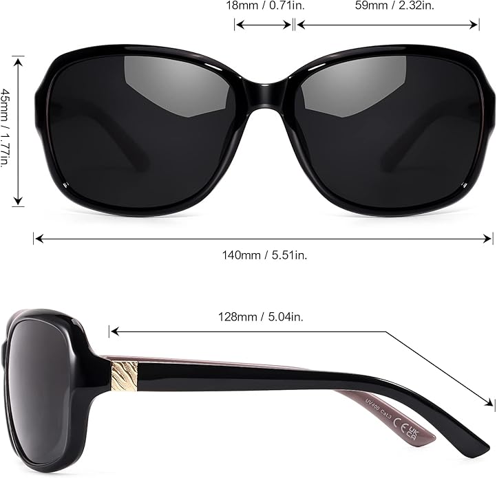 SIPHEW Polarized Sunglasses for Women | Vintage Square Sunglasses w UV400 Protection | Womens Wraparound Shade