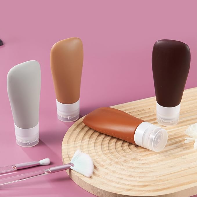 INSFIT Portable Travel Bottles, TSA Approved Leak Proof Containers for Toiletries, BPA Free Refillable Accessories for Shampoo, Body Wash, Liquids (4 Pack)