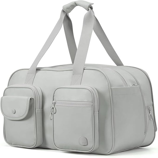 Aji Travel Duffel Bag, Expandable Duffle Bag for Travel with Wet Pocket, Carry on Weekender Bags for Men Women, Large Capacity & Water Resistant Gym Duffel Bag Sport Bag (Gray, Plus)