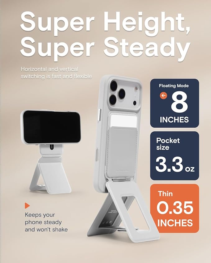MOFT Phone Tripod Wallet for iPhone, Mulit-Angles, Lightweight & Portable Phone Stand, MOVAS Vegan Leather Magnetic Wallet, Strong Magnets, NFC Card Holder, Misty Cove (with Card Slot)