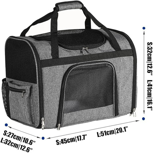 pet Bag Multi Purpose pet Bag Collapsible Portable for Dog cat go Out Traveling Carrier Backpack for Secret Adventures Cat and Dog (Grey, S:17.7"X10.6"X12.6”)