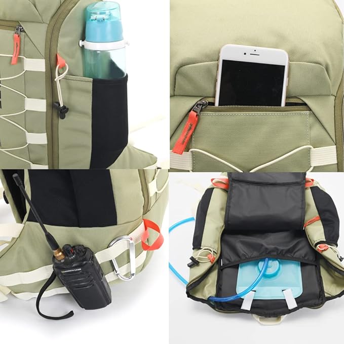 Bseash 40L Waterproof Hiking Camping Backpack with Rain Cover, Outdoor Sport Travel Daypack Rucksack for Skiing Cycling (Gray)