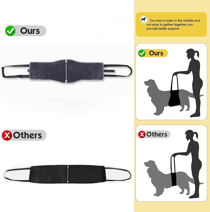 S-ETOVUS Dog Sling for Large Dogs Hind Leg Support, Magic Tape Dog Lift Harness, Soft Dog Support Harness for Back Legs, Hip Support Harness to Help Senior, Injured, Disabled and After ACL Surgery