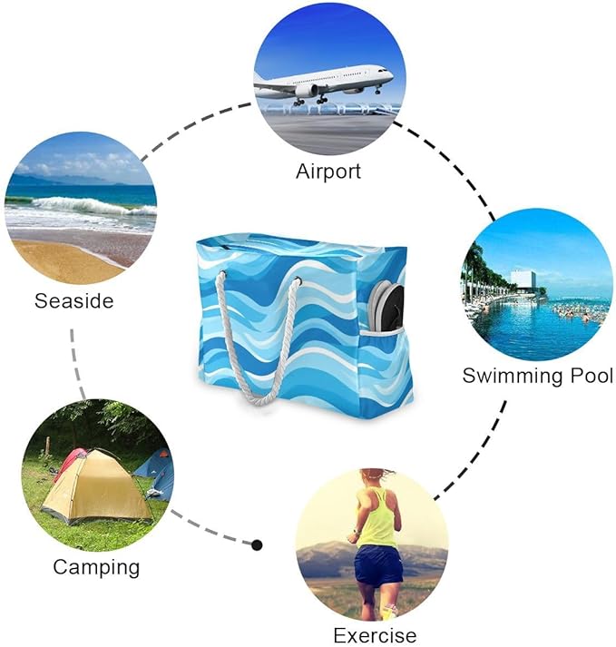 senya Large Beach Shoulder Bags Canvas Tote Water Resistant for Gym Travel Daily