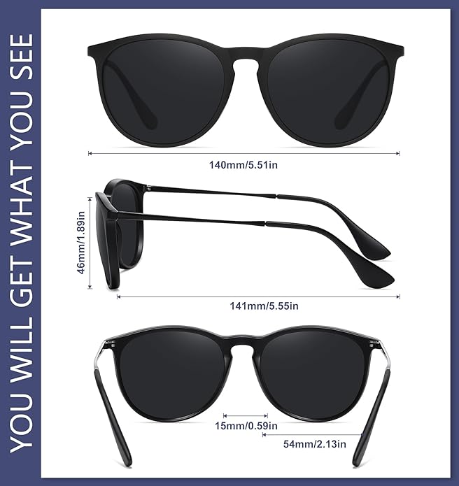 Retro sunglasses womens 2024 trendy round classic glasses