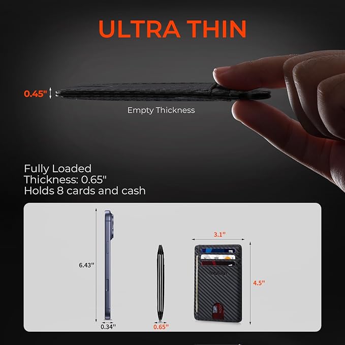 RUNBOX Slim ID Cases Minimalist Front Pocket RFID Blocking Leather Wallets for Men and Women Card Holder Wallets Gifts for men