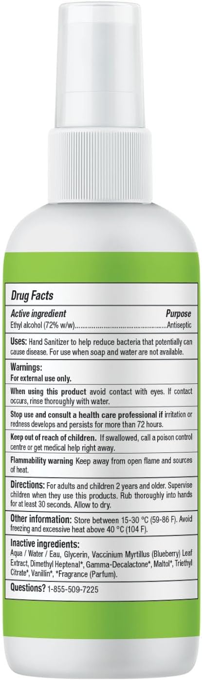 ATTITUDE Hand Sanitizer Spray for Kids & Adults, EWG Verified, Travel Size, Dermatologically Tested, Plant and Mineral Based, Vegan, Watermelon & Coco, 3.5 Fl Oz (Spray Bottle)