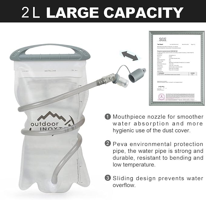 INOXTO Small Hiking Backpack with 2L Water Bladder and Rain Cover, 25L Hydration Daypack for Travel, Cycling, Camping, Outdoor