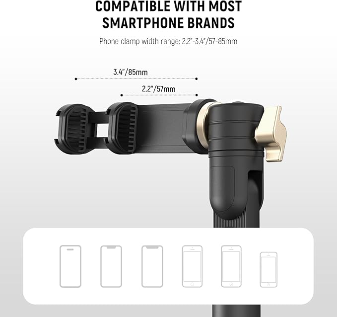 NEEWER Cell Phone Stand for Desk, Adjustable Office Table Phone Holder Mount Compatible with iPhone Samsung for Video Recording Filming, 360° Ball Head, Foldable Arm, Weighted Metal Base, MT010