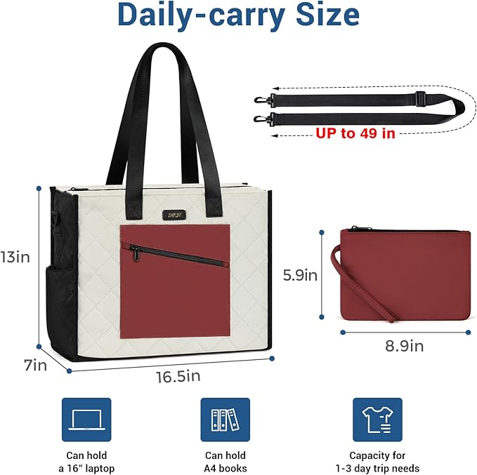 IBFUN Utility Tote Bag with 14/24 Pockets Zip Top Teacher Tote Bag for Teacher/Work Women